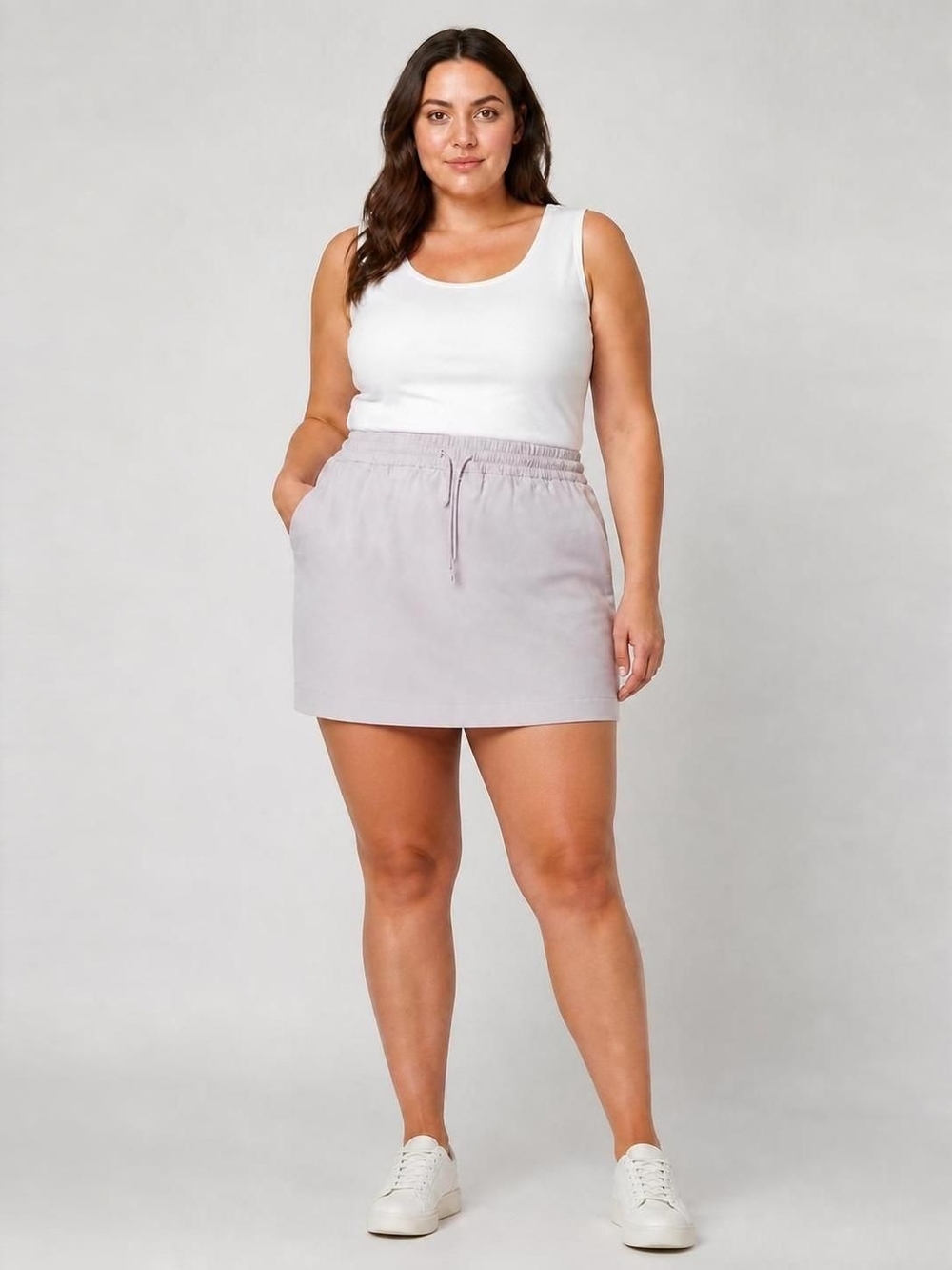 Athleta XL Drawstring Mini Skirt in Soft Mauve/Gray